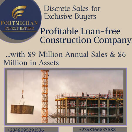 Profitable Loan Free Construction Company for Sale in Lagos.