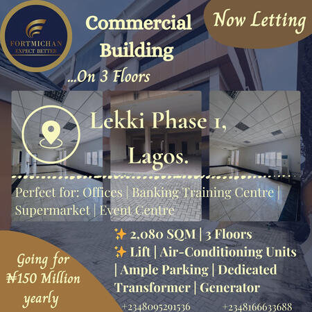 Prime Commercial Building for Lease in Lekki Phase 1, Lagos.